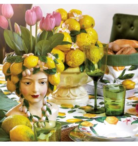 Centrotavola in resina design vaso con limoni ornament JAFFA Fade