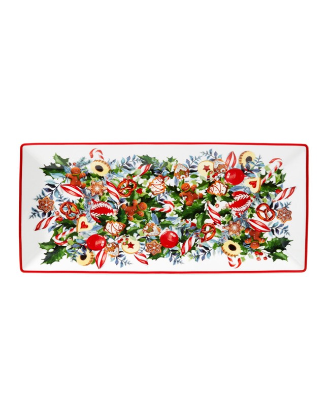 Fade Vassoio rettangolare natalizio 31x15 cm in porcellana PENNY