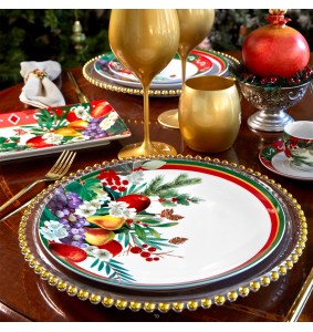 Servizio di piatti natalizio 18pz in porcellana APPLE Fade