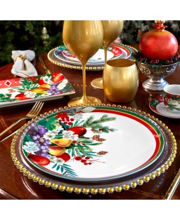 Servizio di piatti natalizio 18pz in porcellana APPLE Fade