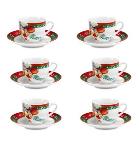 Fade set 6 tazzine da caffè natalizie in porcellana APPLE