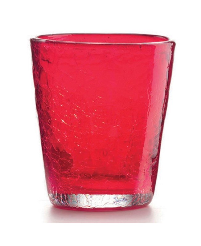 Fade Set 6 bicchieri in vetro rosso effetto crackle Ice