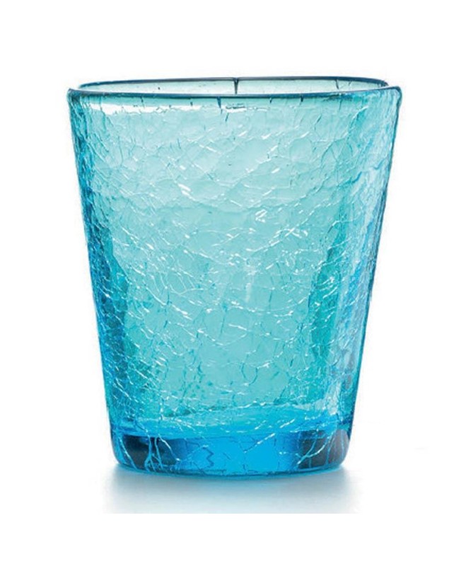 Fade Set 6 bicchieri in vetro azzurro effetto crackle Ice