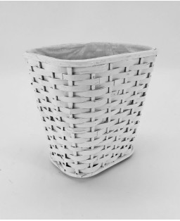 Cestino gettacarta rettangolare in rattan bianco shabby chic 26X20H26cm