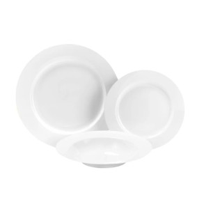 Fade servizio di piatti da 18 in porcellana bianca Silva