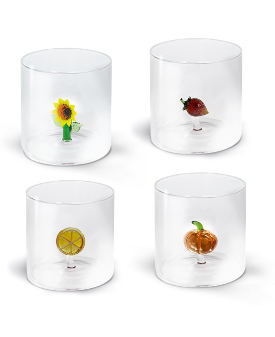 WD Lifestyle Bicchiere in vetro borosilicato Monterey con soggetto interno tema Natura