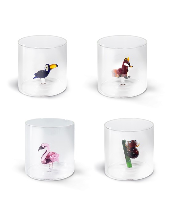 WD Lifestyle Bicchiere in vetro borosilicato Monterey con soggetto interno tema Animali