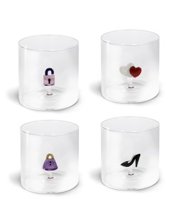 WD Lifestyle Bicchiere in vetro borosilicato Monterey con soggetto interno tema Oggetti