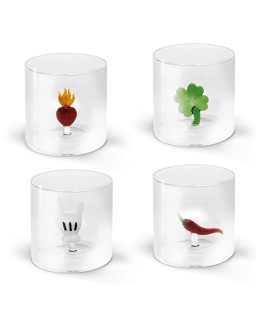 WD Lifestyle Bicchiere in vetro borosilicato Monterey con soggetto interno Porta Fortuna