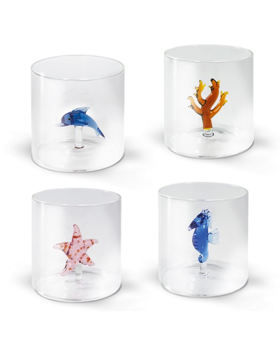 WD Lifestyle Bicchiere in vetro borosilicato Monterey con soggetto interno tema Mare