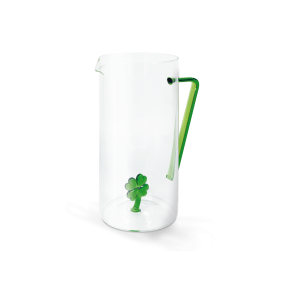 WD Lifestyle Caraffa in vetro con decoro in vetro colorato Quadrifoglio