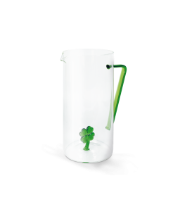 WD Lifestyle Caraffa in vetro con decoro in vetro colorato Quadrifoglio