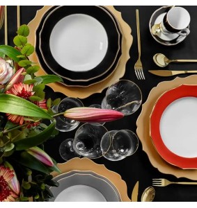 Fade servizio di piatti da 18 in porcella e filo oro Vivienne