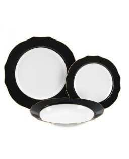 Fade servizio di piatti da 18 in porcella e filo oro Vivienne Nero