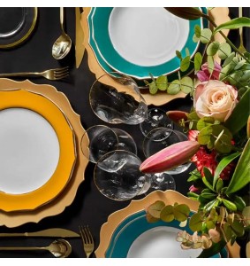 Fade servizio di piatti da 18 in porcella e filo oro Vivienne