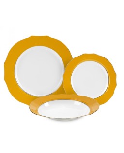 Fade servizio di piatti da 18 in porcella e filo oro Vivienne Senape