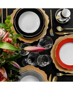 Fade servizio di piatti da 18 in porcella e filo oro Vivienne