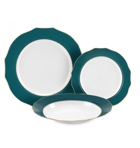 Fade servizio di piatti da 18 in porcella e filo oro Vivienne Ottanio