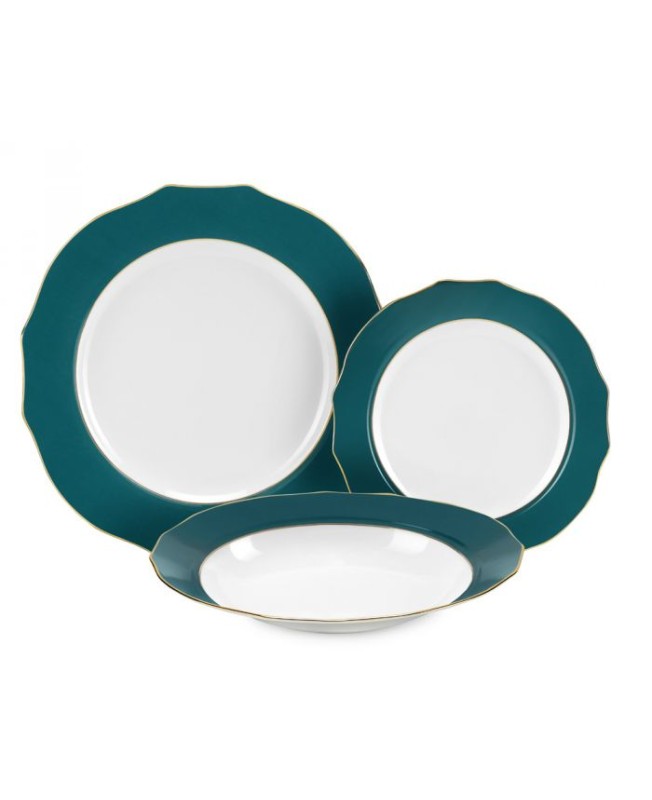 Fade servizio di piatti da 18 in porcella e filo oro Vivienne Ottanio