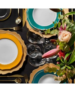 Fade servizio di piatti da 18 in porcella e filo oro Vivienne