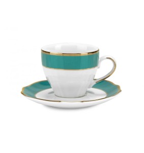 Fade set 6 tazzine da caffè in porcellana e filo oro Vivienne Turchese