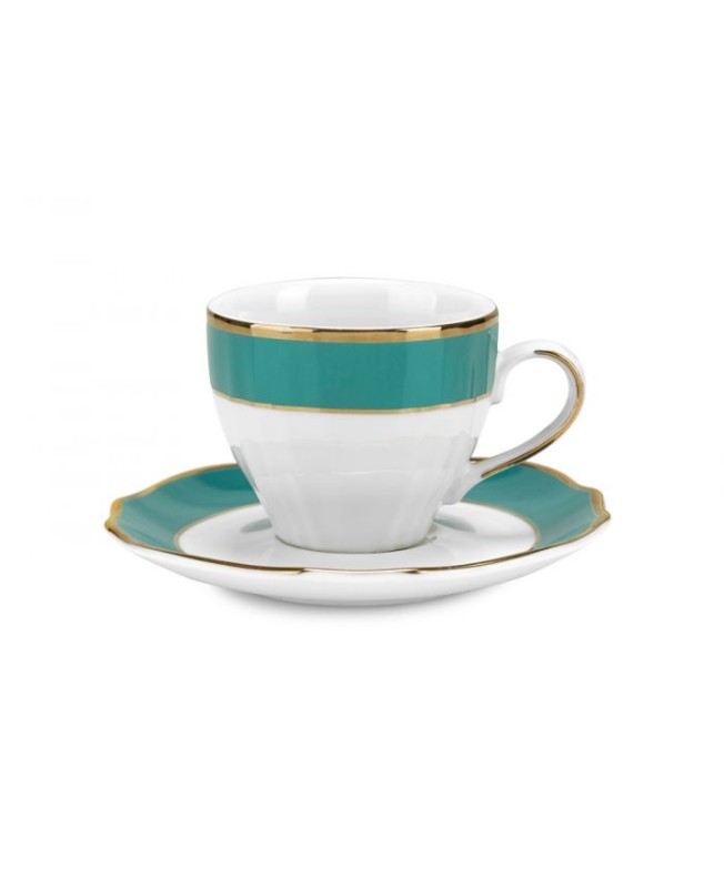 Fade set 6 tazzine da caffè in porcellana e filo oro Vivienne Turchese
