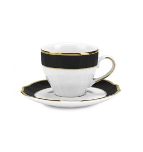 Fade set 6 tazzine da caffè in porcellana e filo oro Vivienne Nero