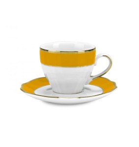 Fade set 6 tazzine da caffè in porcellana e filo oro Vivienne Senape