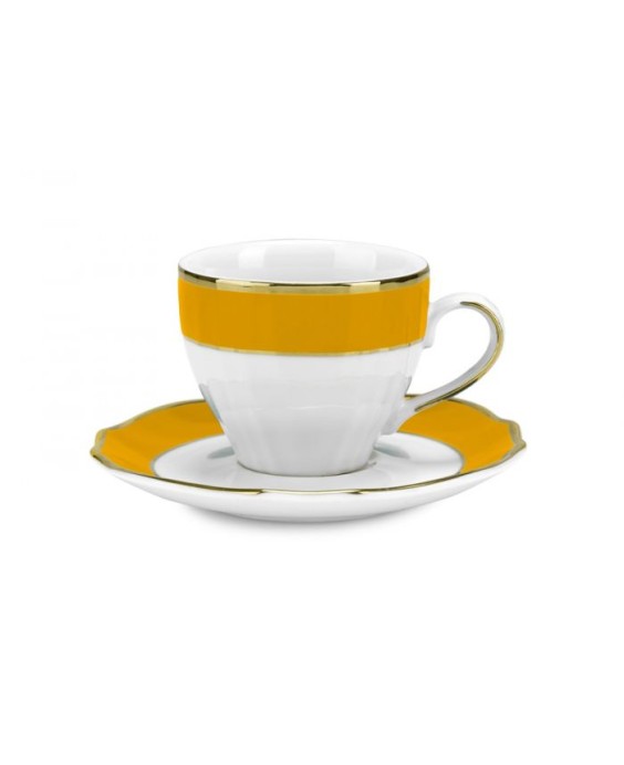 Fade set 6 tazzine da caffè in porcellana e filo oro Vivienne Senape