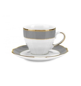 Fade set 6 tazzine da caffè in porcellana e filo oro Vivienne Grigio