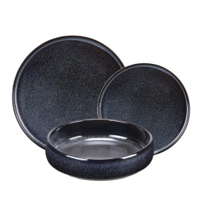 Fade servizio di piatti 18 pezzi in Stoneware Biscuit Nero