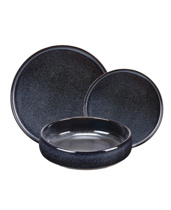Fade servizio di piatti 18 pezzi in Stoneware Biscuit Nero