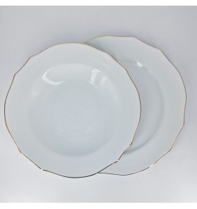 Fade Servizio di piatti 40 pezzi in porcellana e filo oro Reyna