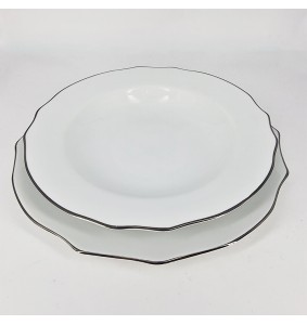 Fade Servizio di piatti 40 pezzi in porcellana e filo platino Reyna