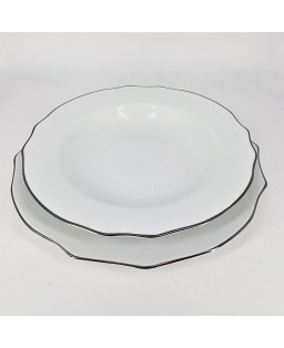 Fade Servizio di piatti 40 pezzi in porcellana e filo platino Reyna