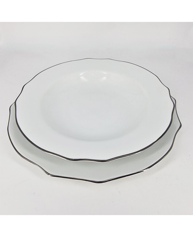 Fade Servizio di piatti 40 pezzi in porcellana e filo platino Reyna