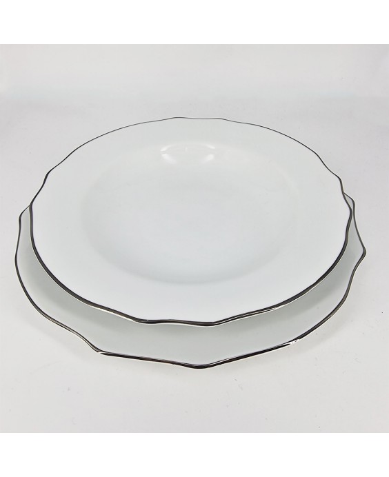 Fade Servizio di piatti 40 pezzi in porcellana e filo platino Reyna