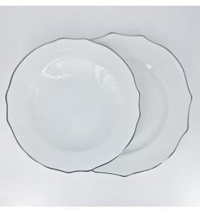 Fade Servizio di piatti 40 pezzi in porcellana e filo platino Reyna