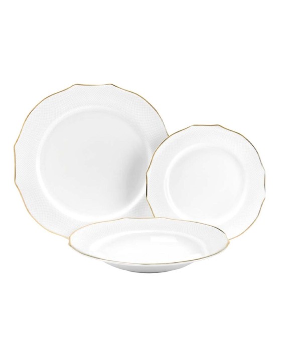 Fade Servizio di piatti 39 pezzi in porcellana e filo oro Roi