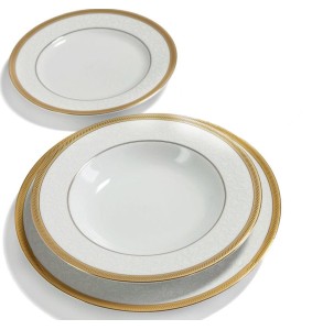 Fade Servizio di piatti 41 pezzi in porcellana e filo oro Versailles