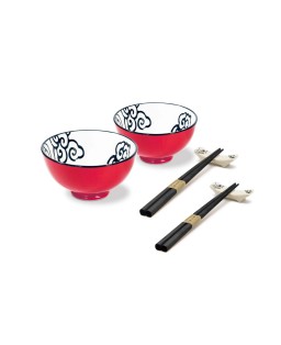 Set sushi per 2 persone ciotole e bacchette base fucsia WD LifeStyle