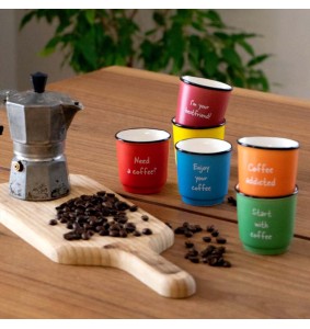 Set 6 tazzine da caffè in New Bone China Multicolor WD LifeStyle