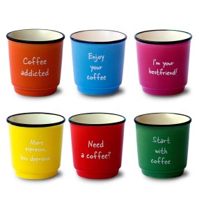 Set 6 tazzine da caffè in New Bone China Multicolor WD LifeStyle