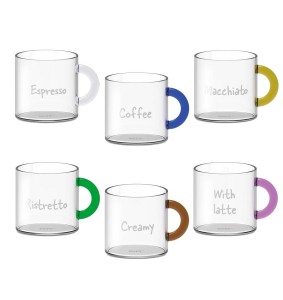 Set 6 tazzine da caffè in in vetro con scritta WD LifeStyle