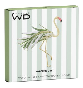 Vassoio tondo 33 cm con decoro fenicottero WD LifeStyle