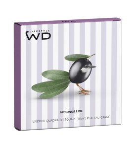 Vassoio quadrato 34x34 cm con decoro uccellino WD LifeStyle
