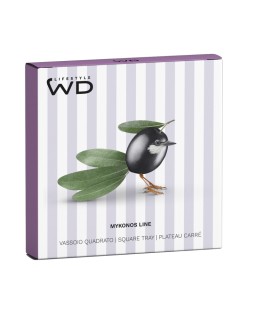 Vassoio quadrato 34x34 cm con decoro uccellino WD LifeStyle