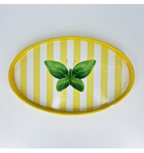 Vassoio o svuotatasche ovale 28x17 cm con decoro farfalla WD LifeStyle