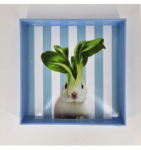 Vassoio o svuotatasche quadrato 20x20 cm con decoro coniglio WD LifeStyle