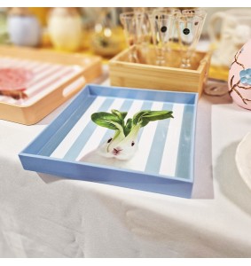 Vassoio o svuotatasche quadrato 20x20 cm con decoro coniglio WD LifeStyle